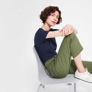 Everlane Wide Leg Cropped Olive Pants